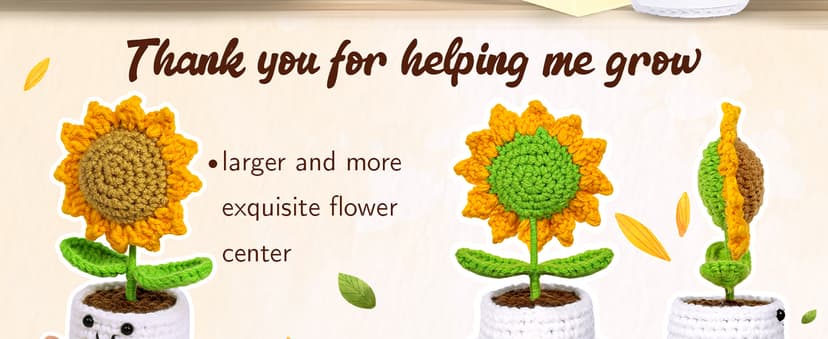 U-Goforst Teacher Appreciation Gifts, Emotional Cheer Thank You Gifts for Women Boss Coworkers Friends, Support Positive Handmade Crochet Sunflower Pot for Birthday Christmas Last Day of School