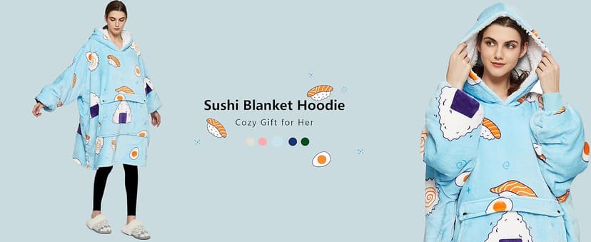 KFUBUO Wearable Blanket Hoodie for Adults Sherpa All Patterns Oversized Sweatshirt Blanket with Pockets Cute Birthday Gifts for Sister Strawberry