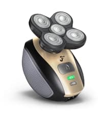 FlexSeries Electric Head & Body Hair Shaver - Mens Cordless Rechargeable Wet/Dry Skull Bald Head Back & Groin Waterproof Razor with Rotary Blades, Clippers, Nose Trimmer, Brush, Massager
