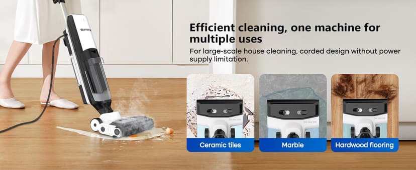 4-in-1 Steam Vacuum Mop Self-Cleaning Wet Dry Vacuum for Hardwood Floors Carpets 212°F High-Temperature Steam with LED Display