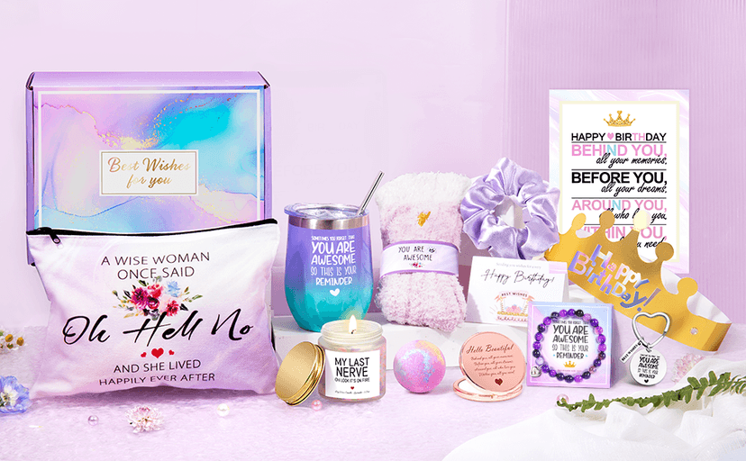 Gifts for Women, Birthday Gifts for Women, Happy Birthday Gifts Basket, Gift Set for Best Friends Female Sister Mom Wife Her Girlfriend Coworker Bestie Bff