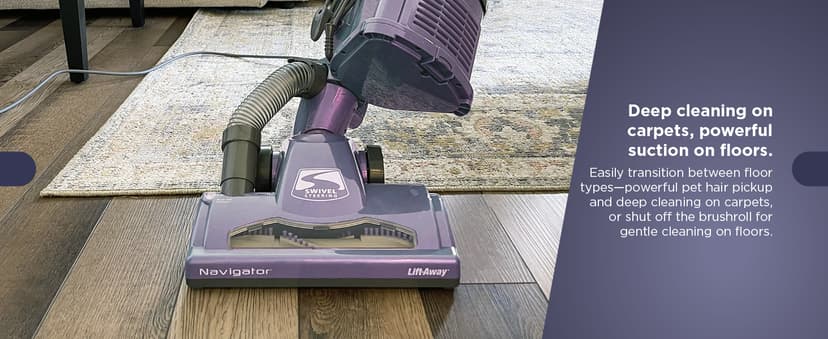 Shark NV352 Navigator Lift Away Upright Vacuum, Hepa Filter, Anti-Allergen Technology, Swivel Steering, Ideal for Carpet, Stairs, & Bare Floors, with Wide Upholstery & Crevice Tools, Lavender
