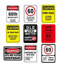 WERNNSAI 60th Birthday Decorations - 9 PCs 60 Years Funny Signs 60s Decorations, 60th Party Yard Garden Banner Table Centerpieces Door Wall Windows Signs Picture Props for Men Women, Happy Bday Old Decor
