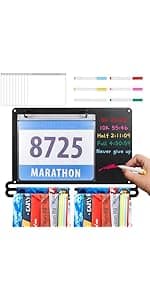 Moxweyeni Race Medal and Bib Display Medal Hanger Running Bib Holder Wall Mounted Hanging Rack Stands Gifts for Runners