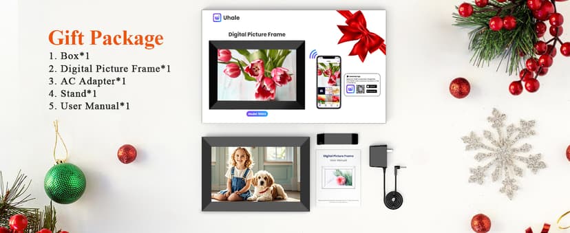 BIGASUO 10.1 Inch WiFi Digital Picture Frame, IPS HD Touch Screen Cloud Smart Photo Frames with Built-in 32GB Memory, Wall Mountable, Auto-Rotate, Share Photos Instantly from Anywhere