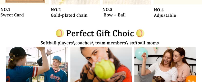 Softball/Soccer/Volleyball/Basketball/Football/Tennis/Pickleball Necklace for Team Coach Player, Sports Lovers Accessories Jewelry Christmas Gifts 16+3 Inches