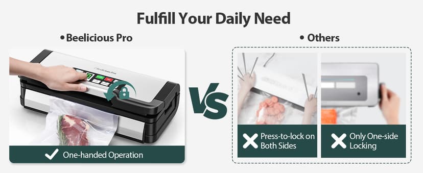 95kPa Vacuum Sealer Machine with AquaLock Technology, for Moist Seals, 2X Seal & 130W, Fully Automatic Food Sealer, Built-In Cutter, Bag Storage & Hose, Precision Sealing, 2 Bag Rolls,Stainless Steel