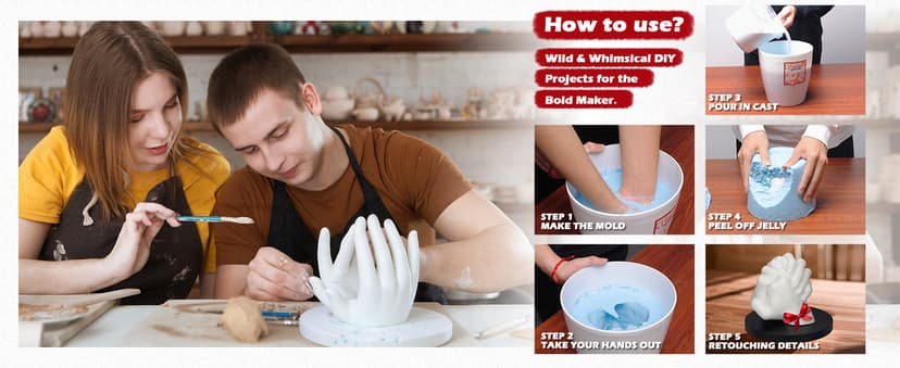 LTDSOAR Hand Casting Kit, Couples with Practice Kit, Hand Mold Kit for Adults & Kids, Romantic Anniversary Wedding Birthday for Her or Him,Boyfriend Girlfriend Unique Christmas Stocking Stuffers Gift