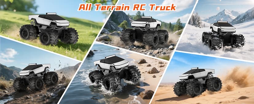 Amphibious Remote Control Car, 1:18 Monster Truck Toys for Boys RC Cars, 2.4 GHz Waterproof RC Trucks, 4WD All Terrain Off-Road Pickup, Kids Christmas Birthday Gifts Present Boys Girls Toys Ages 6+