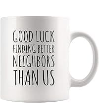 Panvola Best Neighbor Ever Farewell Gifts for Neighbors Moving Away Housewarming Goodbye Welcome Appreciation New Neighborhood Novelty Drinkware Ceramic Mug (11 oz, White)