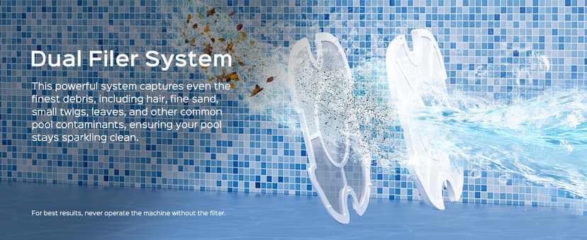 Robotic Pool Vacuum for Above Ground Pools, Dual Filters, Self-Parking, 120-Min Runtime & 2.5h Fast Charging, Powerful Suction, Ideal for Flat Pools up to 1076 sq.ft (Black Tangerine)