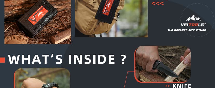 VEITORLD Gifts for Men Dad Him Christmas - Survival Gear and Equipment 12 in 1, Survival Kits - Cool Unique Fishing Hunting Birthday Gifts for Husband Teen Boy Boyfriend Women, Mens Stocking Stuffers