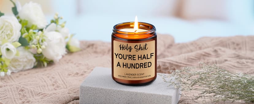 Fairy's Gift Funny 50th Birthday Candles, 50th Birthday Gifts for Women Men, Cool Turning 50 Year Old Gifts Ideas, Happy Half a Hundred Bday, Funny Presents for 50 Year Old Women, Men in Their 50s