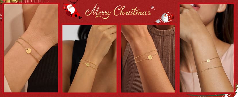 MONOZO Gold Bracelets for Women Christmas Gifts - Dainty 18K Gold Plated Disc Monogram Letter A-Z Initial Bracelets for Women Trendy Personalized Letter Bracelet Birthday Christmas Gifts for Her