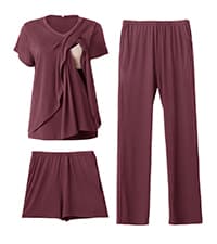 Rnxrbb 3 Piece Postpartum Nursing Pajamas Set Casual Soft Maternity Breastfeeding Pjs Sleepwear Loungewear Clothes Layer