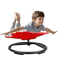 Zhenx Spinning Chair for Autistic Kids (3-18 Years), Sensory Swivel Chair for Teens with ADHD/Autism – 21×19 Inch 220LBS Weight Capacity Seat – Sit and Spin Calming Toy for Body Balance (Blue)