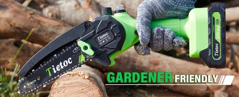 Tietoc Mini Chainsaw 6-Inch with 2 Batteries, Electric Saw, Stocking Stuffers Christmas Birthday Gifts Present for Men Dad Husband Gardener Adults, Cool Gadgets 2025