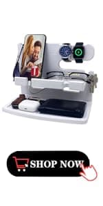 Gifts for Men Women Brother Boss Boyfriend Him Nightstand Organizer Gifts for Dad from Daughter Son Wood Phone Docking Station (Dark Brown)