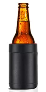 Stepstall Can Cooler Beer Bottle Holder with Beer Opener, 4-in-1 Design Slim Can Beer Bottle Insulators, Double Walled Stainless Steel Insulated, 12 OZ Beer Gifts for Men Father(Black American Flag)