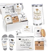 2025 Graduation Gifts,Congratulations Gifts for Her with 12 OZ Wine Tumbler,Candle,Frames,Keychain,Senior College Graduation Gifts for Daughter Son Niece Nephew,Personalized Makeup Bag for Friend