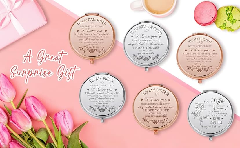 Bestie Makeup Mirror - Compact Friendship Gift for Women, Perfect for Sister or Best Friend's Birthday, Graduation or Any Occasion