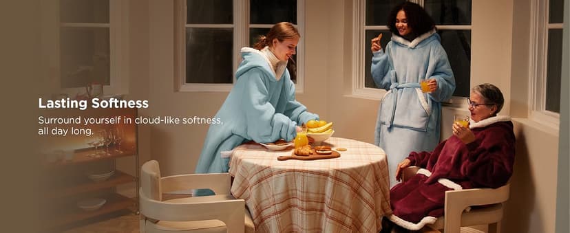 Bedsure Wearable Blanket Hoodie, Long Hooded Blanket Sweatshirt as Birthday Gifts for Women, Cozy Sherpa Hoodie for Adult, Standard, Grey