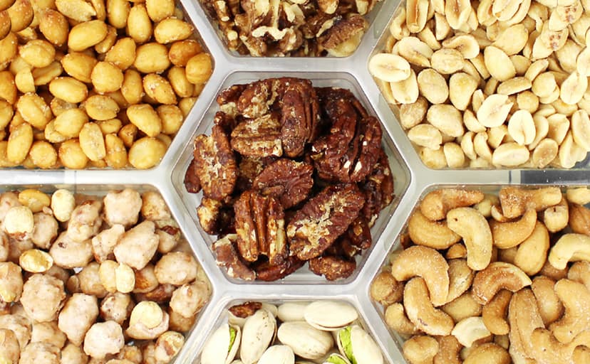 Holiday Nuts gift Basket - Delicious Mixed Cravings Gourmet Collection, Features 7 Sectional Platter with Freshly Roasted Nuts, Christmas Gift Basket for Men and Women.