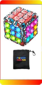 Power Your Fun Cubik LED Flashing Cube Memory Game - Electronic Handheld Game, 5 Brain Memory Games for Kids STEM Sensory Toys Brain Play Puzzle Fidget Light Up Cube Stress Relief Fidget Toy (Tie Dye)
