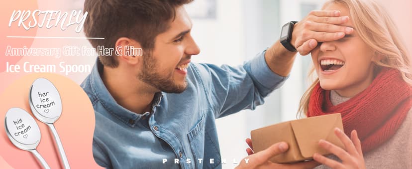 PRSTENLY Wedding Gifts for Couples 2025, 2 Pcs His and Hers Ice Cream Spoon Anniversary Engagement Gifts for Couple Him Her Boyfriend Girlfriend Graduation Christmas Birthday