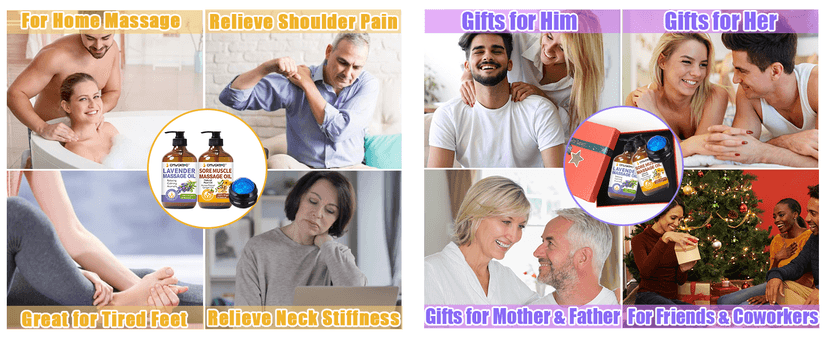 Massage Oil for Massage Therapy,Lymphatic Drainage-Ginger Oil Sore Muscle Arnica Oil &Lavender Oil Relaxing Massage Oils for Date Night,Massage Ball,Fathers Day Gift for Husband,Men, Gifts for Him Her