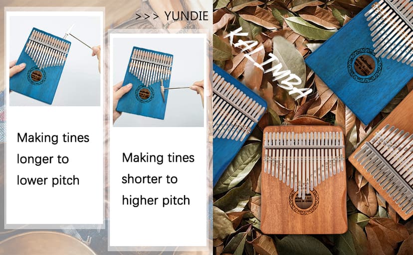 Kalimba Thumb Piano,YUNDIE Portable 17 Keys Mbira Finger Piano with Tune Hammer and Study Instruction,Musical Instruments Birthday Gift for Adult Beginners Professional(Brown)