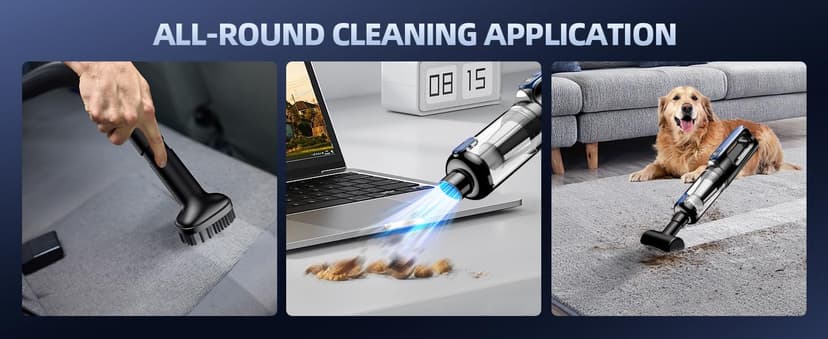 Car Vacuum Portable Cordless, 18000Pa 2 in 1 Vacuum Cleaner&Air Duster, 130W Brushless Motor Handheld Vacuum Cordless with 7800mAh Battery, LED Light, Multi-Nozzles for Car, Home, Office, Pet