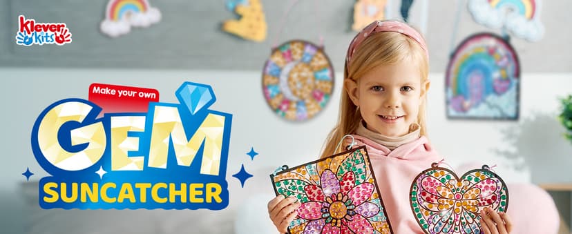 Klever Kits 4PCS Window Art Suncatcher Kits, Fun Gem Painting Kits, Diamond Art and Crafts for Boys Girls, Great Crafts Gift for Kids Birthdays Christmas Ages 6+