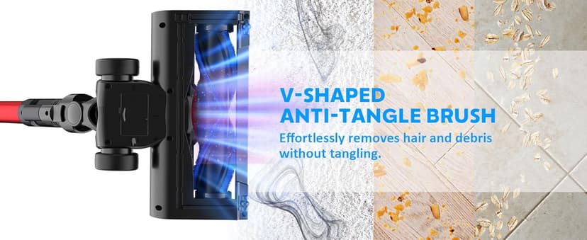 Cordless Vacuum Cleaner, 500W 45Kpa 60Mins Stick Vacuum Cleaner for Home, Self-Standing Vacuum with 1.5L Dust Cup and HEPA Filter, Anti-Tangle Brush for Hardwood Floors, Carpets, and Pet Hair