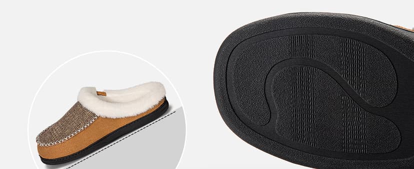 ATHMILE Men's Slippers Slip On Moccasin, Indoor Outdoor Warm Fuzzy Comfy House Shoes, Fluffy Wide Loafer Home Bedroom Slippers