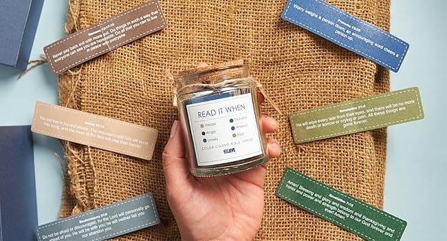 BLIEVE BLIEVE- Bible Verse Jar, Read Me When Bible Verses Jar For Daily Encouragement, Inspirational Prayer & Reflection, Christian Gifts For Women and Men, Religious Graduation Gifts (Men)