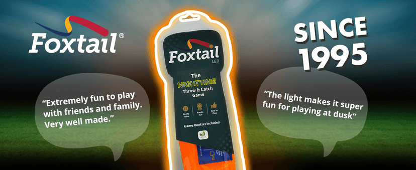 Foxtail LED - Outdoor Throw and Catch Light Up Game - Foam Ball & Tail Glow at Night - Play in The Dark - Fun Gift Idea for Kids & Adults, Boys & Girls