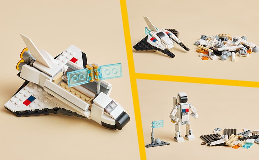 LEGO Creator 3 in 1 Space Shuttle Toys - Space Toys Building Set for Boys & Girls, Ages 6+ - Option to Build 2 Spaceships or Astronaut - Educational Gift for Kids Birthday & Holidays - 31134