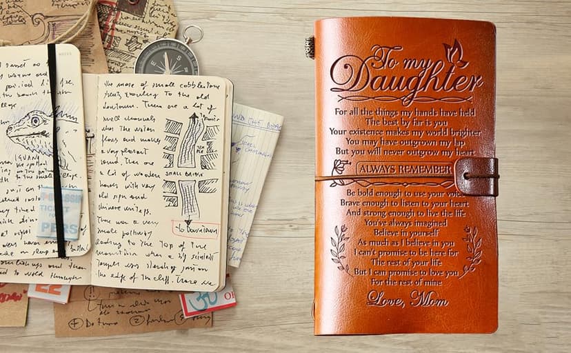 Daughter Gift from Dad, GIFTRRY to My Daughter Leather Journal, 140 Page Refillable Writing Journal, Graduation Birthday Gifts for Daughter from Dad, Father Daughter Gifts for Adults Daughter