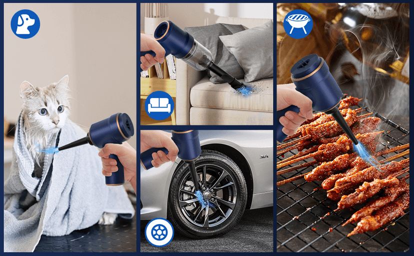 KMM Handheld Car Vacuum Cleaner, 9000Pa Vacuum Cleaner and Air Duster, 120W High Power Hand Held Vacuum with LED Light and Multi-Nozzles for Car, Home, Office, Pet