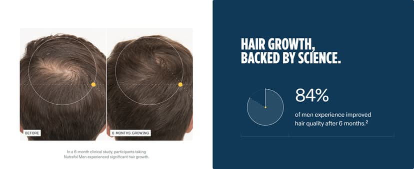 Nutrafol Men's Hair Growth Supplements, Clinically Tested for Visibly Thicker Hair and Scalp Coverage, Dermatologist Recommended - 1 Month Supply