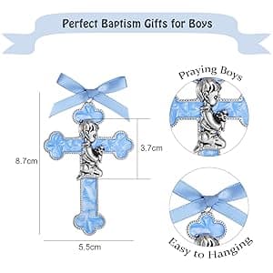 KOMI Pink Enamel Baby Wall Cross Christening Gifts Praying Girl Cross Christening and Dedication Baptismal Gifts from Godparents