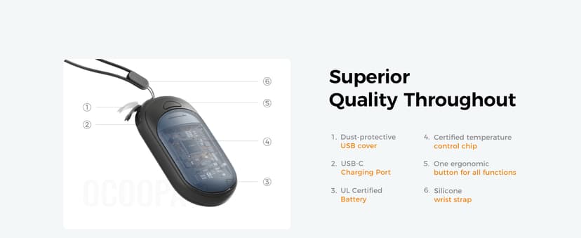 OCOOPA Magnetic Hand Warmers Rechargeable 2 Pack, Electric Handwarmers, Smart Heating UL Certified, 3-Settings,Portable Heater, Ultra Slim Pocket, Hunting Essentials, Gifts for Christmas Men, UT3 Lite