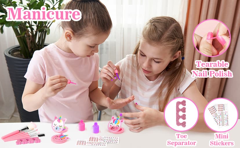 Heaning Kids Washable Makeup Girl Toys - Real Makeup Kit Kid Make up Set for Toddlers Children Princess Dress Up Christmas Birthday Gifts Toys for 3 4 5 6 7 8 9 10 11 12 Year Old Girls