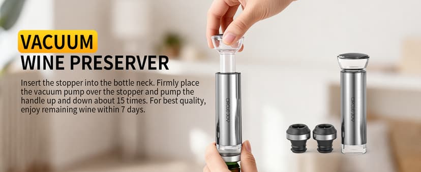 CIRCLE JOY Rechargeable Electric Wine Opener Set 8-in-1 Stainless Steel Automatic Wine Bottle Opener Gift Set w/Electric Wine Aerator Pourer, Foil Cutter, Wine Drip Ring, Vacuum Pump & 2 Wine Stoppers