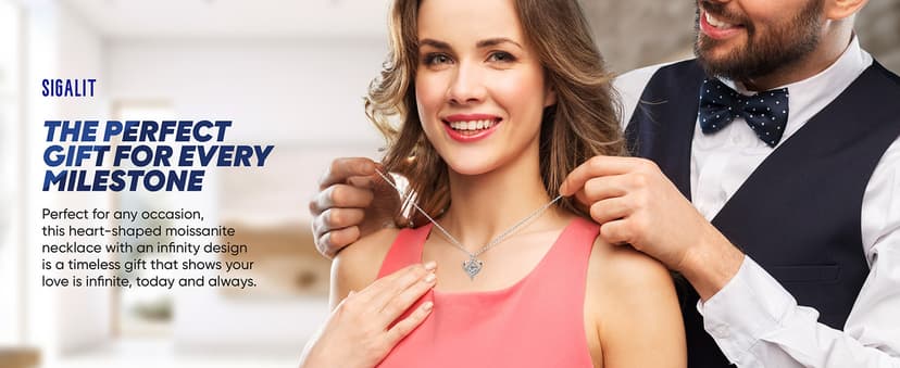 Heart Pendant Necklace for Her Moissanite Lab-Created Gem Jewelry for Women I Love You S925 Sterling Silver Gifts to Wife Girlfriend Mom Daughter Anniversary Birthday Christmas Valentines Day