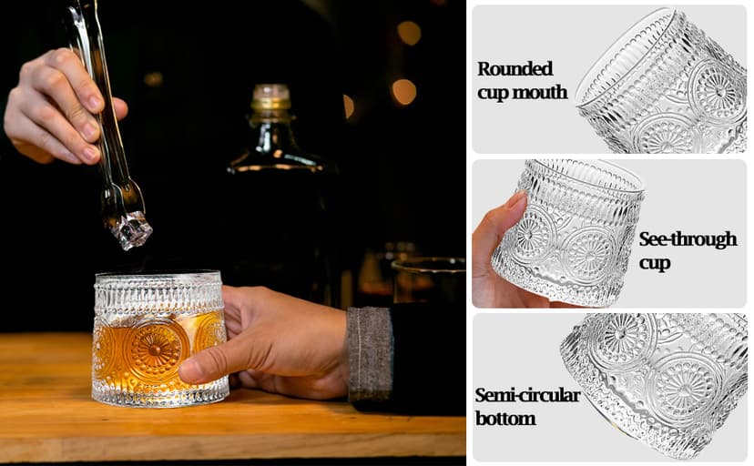 Whiskey Glass, 9 Oz No-lead Crystal Rotating Japanese Whisky Tumbler, gift box for Scotch,Bourbon,Vodka,whiskey etc, for Parties, Bars, Restaurants and Families etc