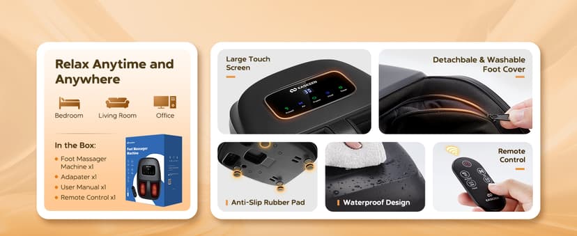 Shiatsu Foot Massager Machine with Heat, 2025 Upgrade Deep Kneading, Full Foot Massager with Remote for Plantar Fasciitis, Neuropathy, Birthday Gifts for Women Mom Men Dad, Up to Foot Size 14