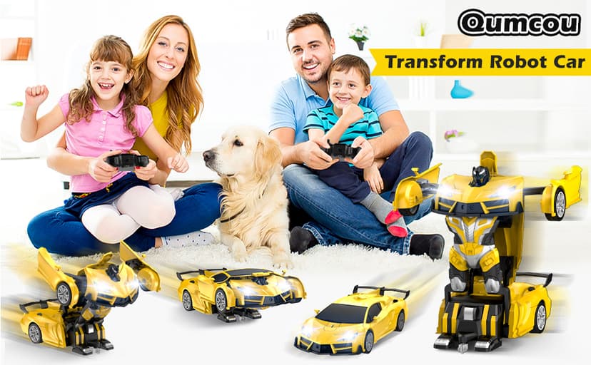 Transform Remote Control Car, RC Cars for Boys Age 3-5 6-8, One-Button Transform Toy Cars, 2.4GHz, 360° Spin, 1:16 Scale, Flashing Headlight,3-8 Year Old Grandkids Christmas Birthday Gifts