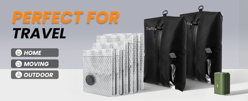 8+2 Pack Travel Vacuum Bags with Pump - Vacuum Seal Bags for Clothing Travel, Transparent & Heavy-Duty TPU Compression Bags for Luggage, Suitcase | Reusable Space Saver Storage Kit, Gray